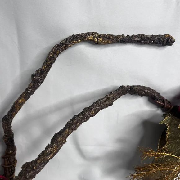 Christmas Garland Wood Floral Gold Foliage 2 Pieces - Picture 5 of 8